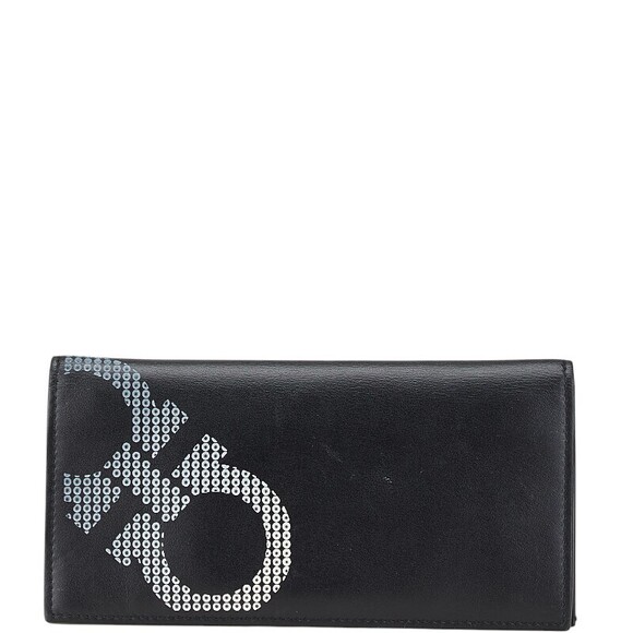 Salvatore Ferragamo Handbags - Salvatore Ferragamo Double Gancini Long Wallet Black Leather